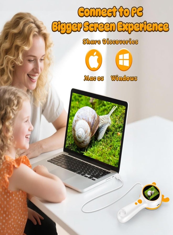Aikokkl Kids Microscope Orange Deer - Digital Handheld STEM Kit & 1080P Camera (600x Zoom) - Portable Science Toy for Outdoor Camping & Backyard Fun - Gift for Boys & Girls Age 5-12 - Image 5